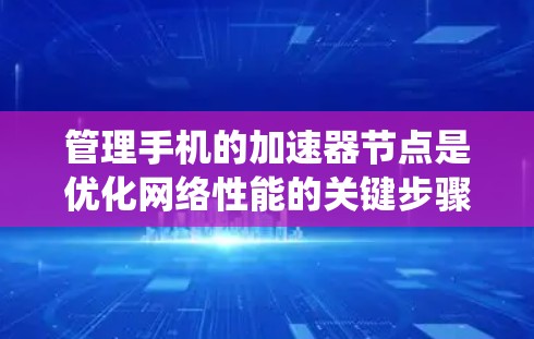 管理手机的加速器节点是优化网络性能的关键步骤。以下是一个系统化的方式来操作和管理加速器节点